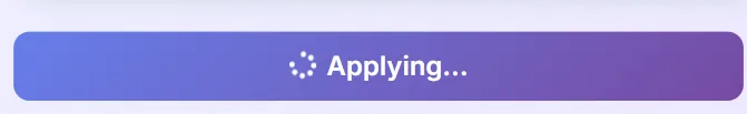 Processing indicator displayed while filters are being applied.