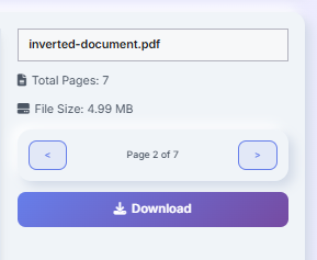 Download section showing the renamed PDF filename, page count, file size, and Download button.