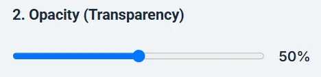 Opacity slider used to control overlay transparency.