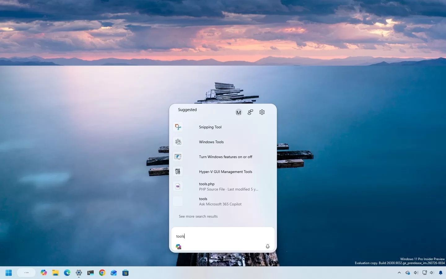 Windows 11 default desktop with Ask Copilot enabled in 2026.
