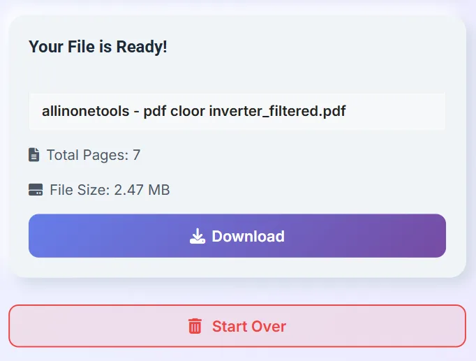 Download section with rename option, page count, file size, and Download button.