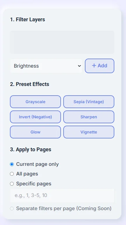  Filter Studio configuration panel showing multiple adjustable filter layers.